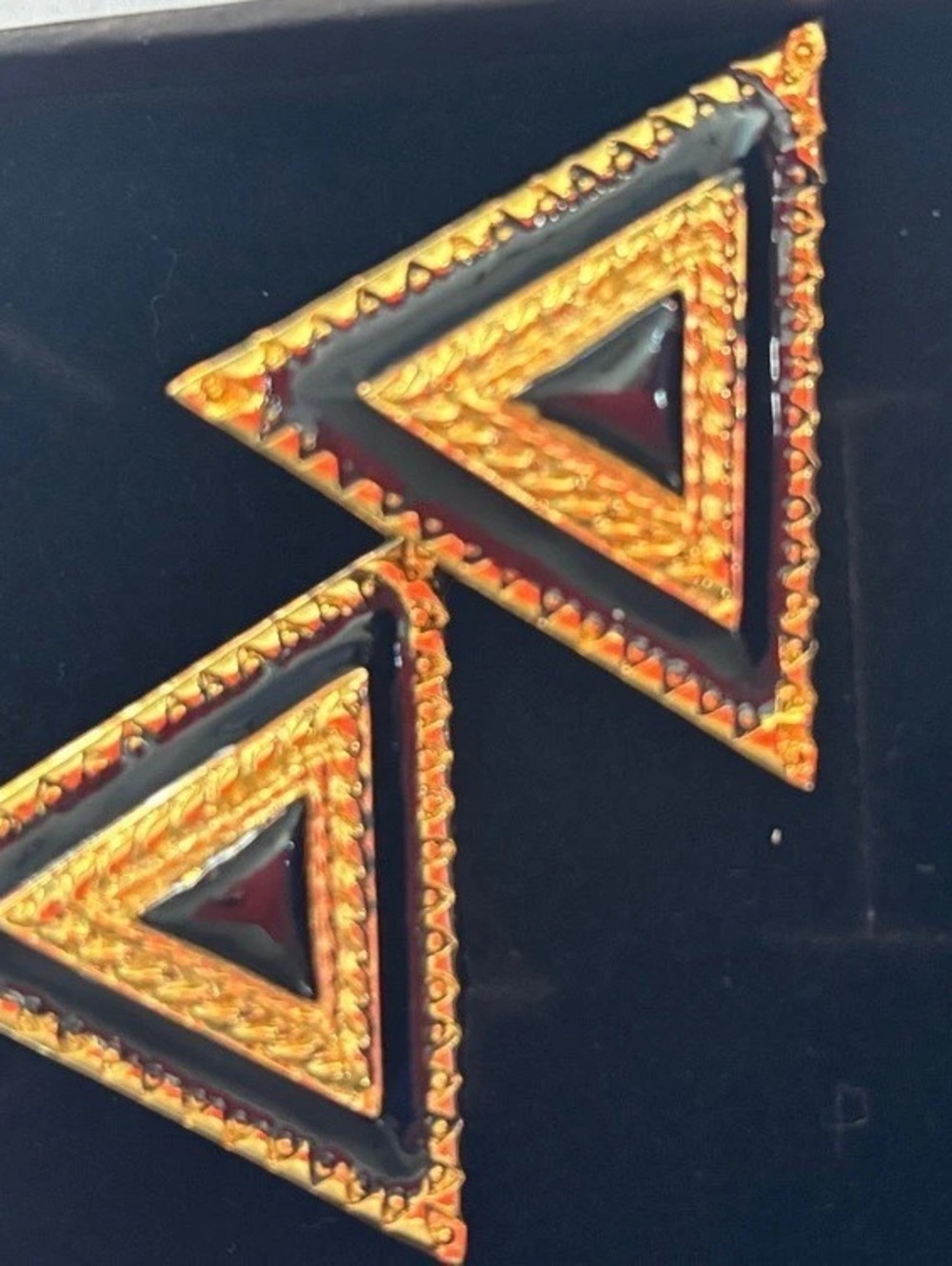 Geometric Triangle Earrings in Gold & Black Like New